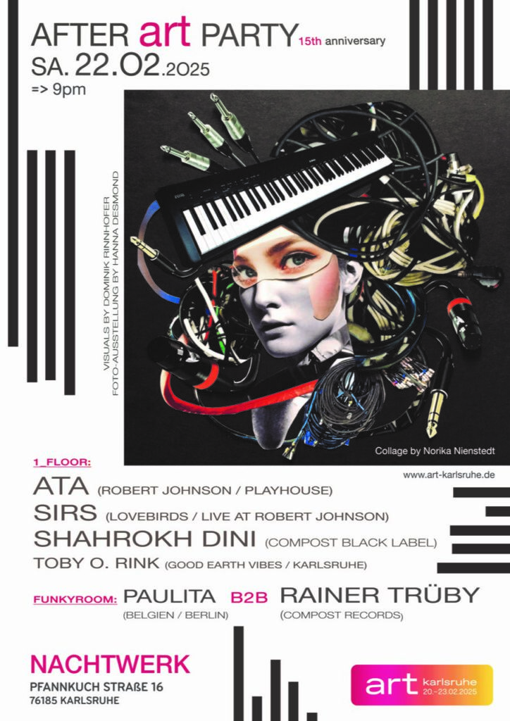 Nachtwerk Karlsruhe
DJ ATA Robert Johnson Playhouse
SIRS Lovebirds Robert Johnson
Shahrokh Dini Compost Black Label
Toby O. Rink Good Earth Vibes
Rainer Trüby
Paulita